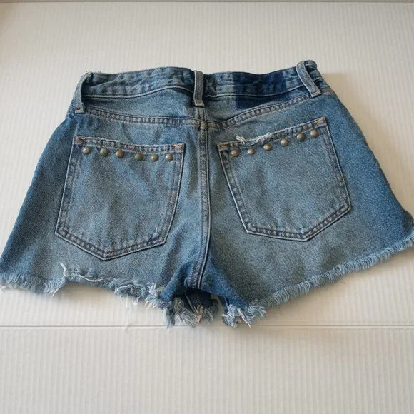 Abercrombie & Fitch Annie High Rise Blue Denim Jean Shorts - Picture 2 of 5